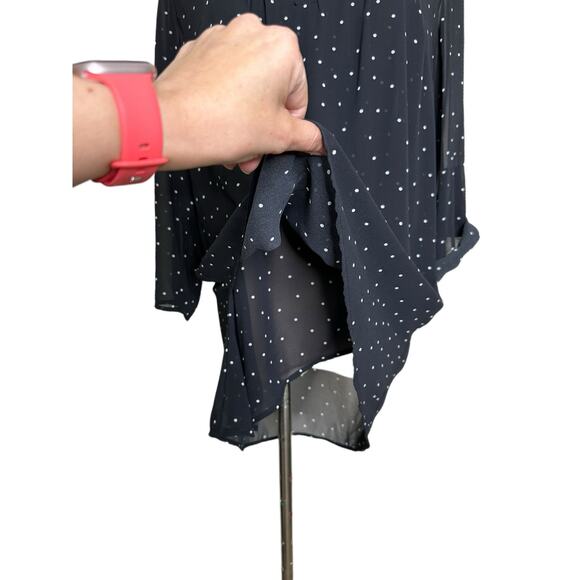 DR2 black white polka dots 3/4 sleeves semi sheer blouse size Small - Picture 5 of 12